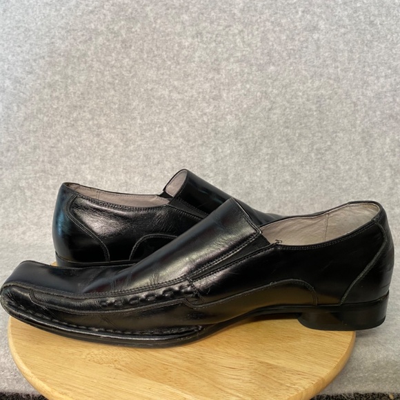 Stacy Adams Size 10M Black Leather Square Toe Slip On Loafer Shoes - Picture 13 of 16